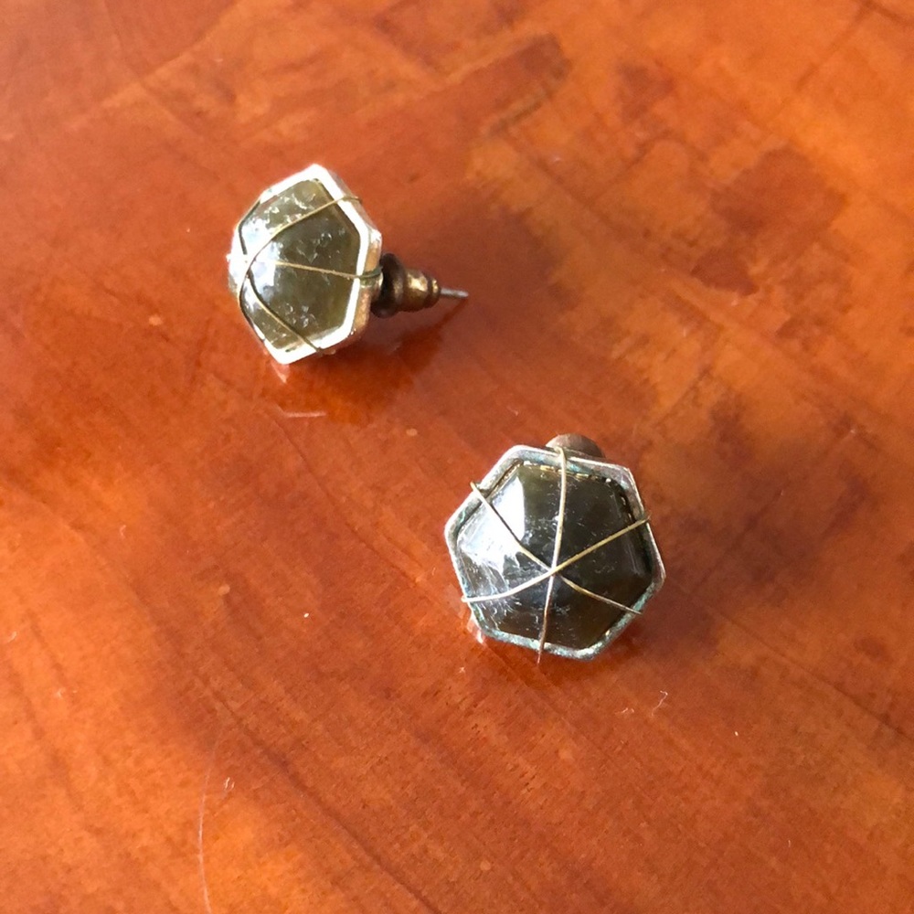 Large Stone Stud Earrings